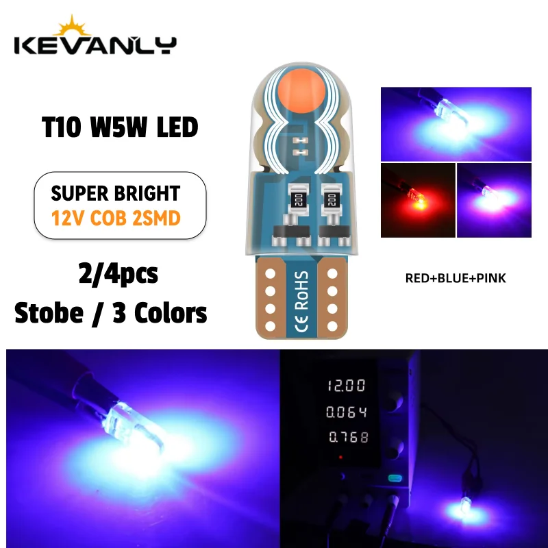 2/4x W5W T10 Flash LED Car Interior Bulb 194 168 COB Chip Canbus Map Dome Light Strobe Parking Clearance Light Car Signal Lamp