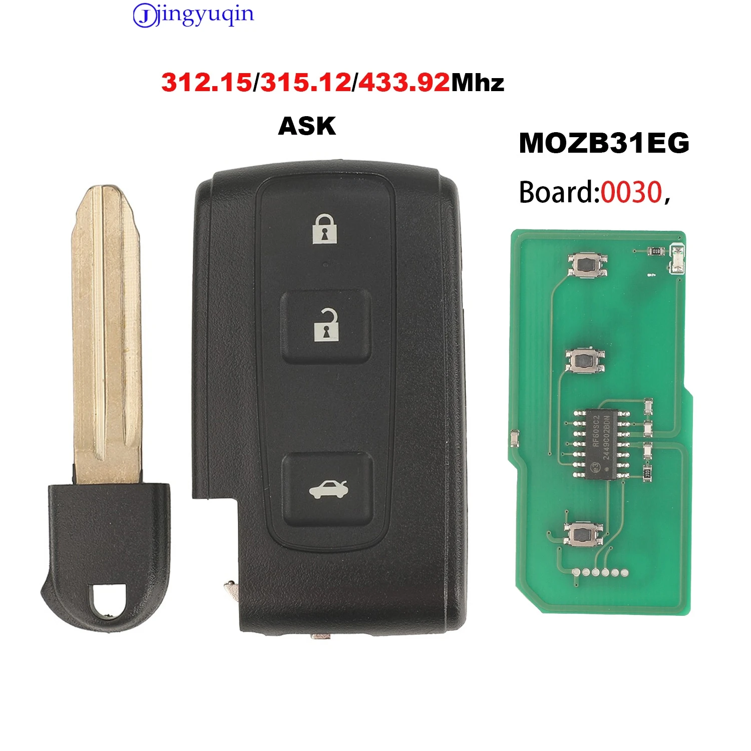 Jingyuqin لتويوتا بريوس 2004 -2009 السيارات الذكية عن بعد بدون مفتاح الذهاب مفتاح 312.15/315.12/433MHz 4D رقاقة مفاتيح FCC MOZB31EG
