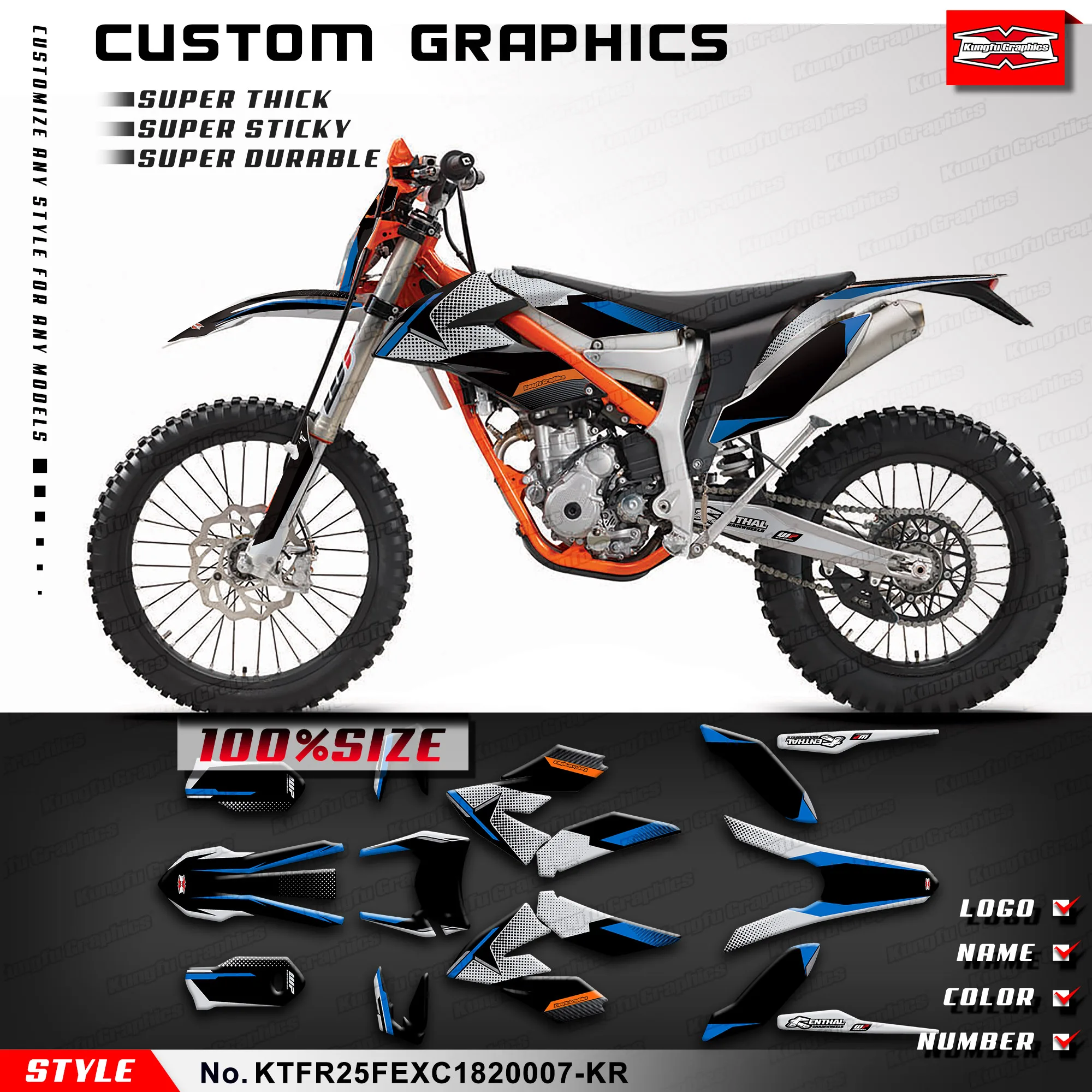 

KUNGFU GRAPHICS MX Decal Kit for Freeride 250F 2018 2019 2020 / E-XC 2018 2019 2020 2021 2022 2023, KTFR25FEXC1820007-KR