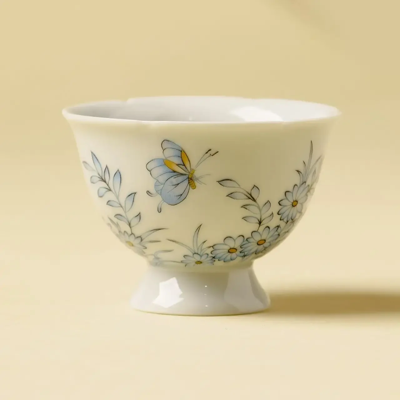 2Pc 45ML Tianqing Butterfly Love Flower Small Teacup Ceramic Master Cup Personal Drinking TeaCup KungFu TeaSet Gift Tea Ceremony