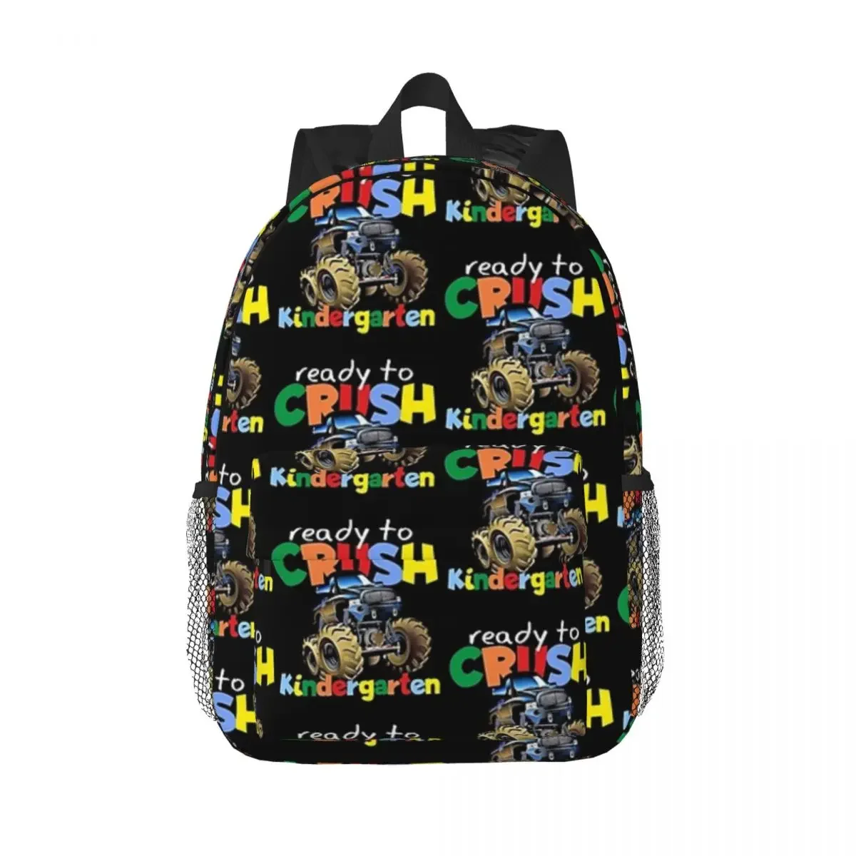 Cute Kids Ready To Crush Kindergarten Monster Truck Backpack Boy Girl Bookbag Students School Bags Laptop Rucksack Shoulder Bag