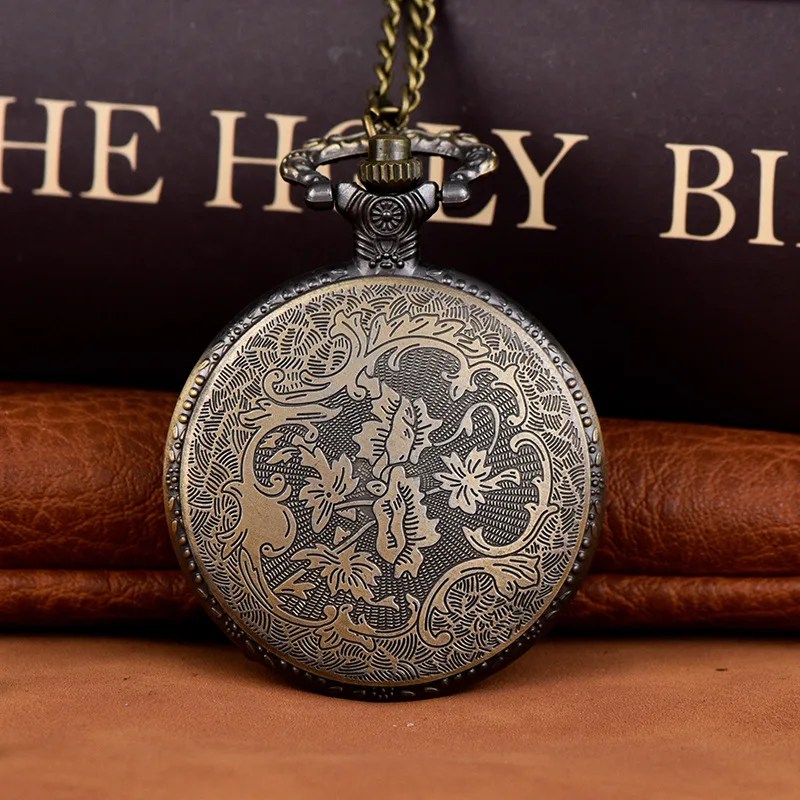 Reloj de cuarzo Reloj de bolsillo grande Reloj de bolsillo de cristal amarillo ámbar Reloj de bolsillo con tapa retro Venta al por mayor de fábrica 8848