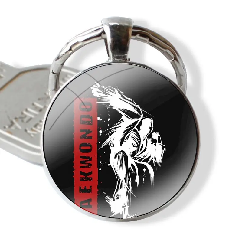 i love sport taekwondo lovely Keychain Handmade Glass Cabochon Key Ring Holder Pendant Key Chains