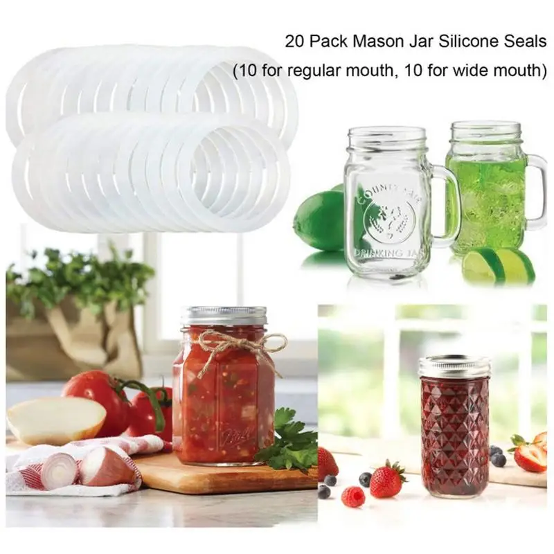 OD 70mm/86mm Regular Mouth Silicone Sealing Rings Thickness 3mm Reusable Leak-Proof Gaskets for Mason Jar Lids Translucent