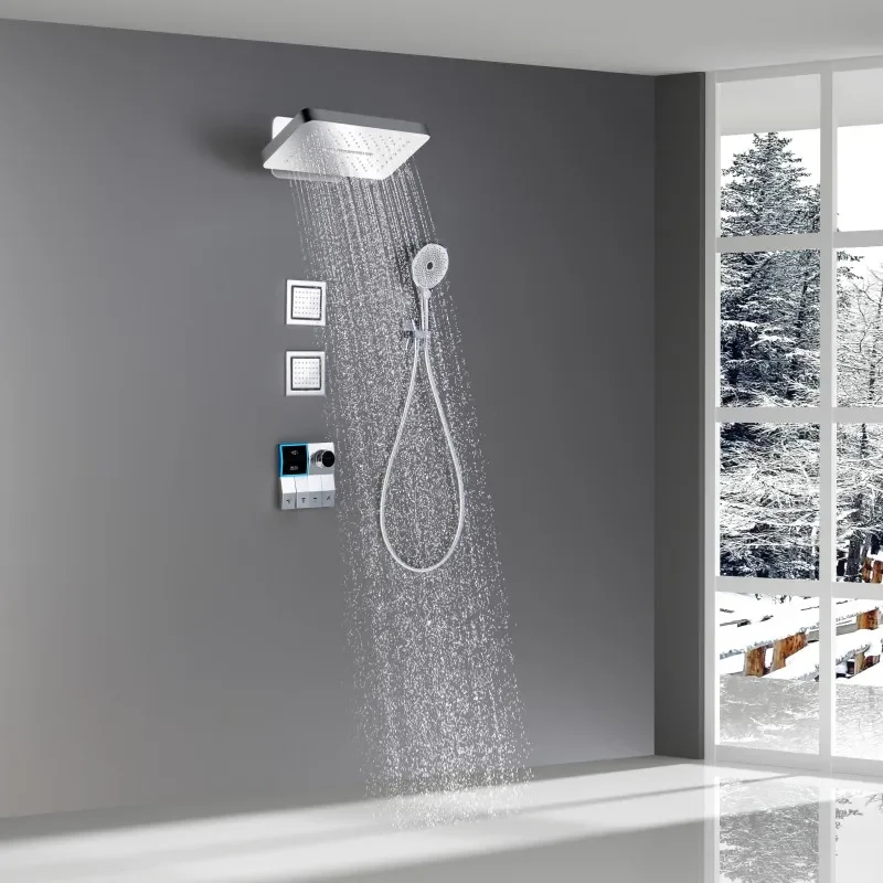 Luxury Rainfall Shower Thermostatic Bath Tap Three Function Concealed Constant  Shower Set Embedded Thermostatic Shower Set