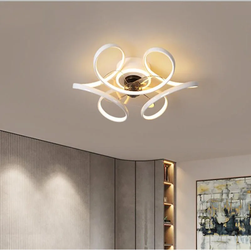 

Living Room Bedroom Ceiling Fans With Light 45CM 55CM Low Floor Fans Lamp Remote Control 110V 220V Gold White Black Led Fans