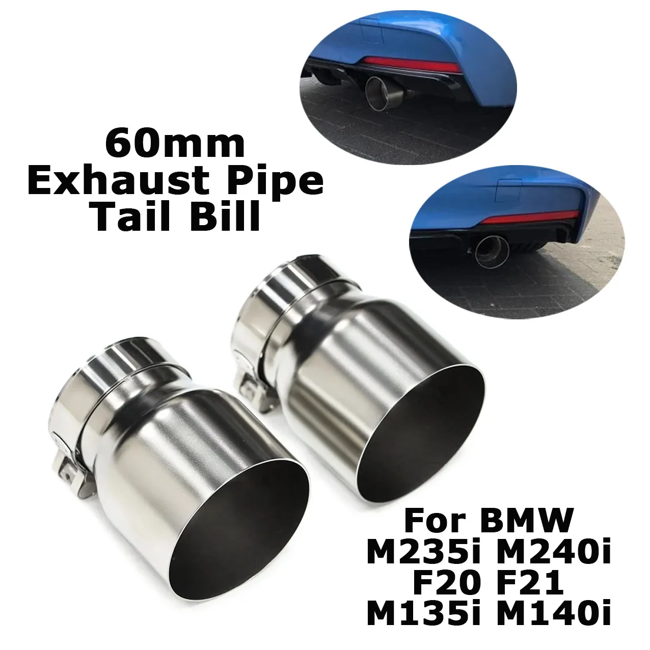 

Frosted silver exhaust muffler exhaust pipe tailpipe 2pcs accessories simple installation for BMW M235i M240i F20 21 M135i M140i