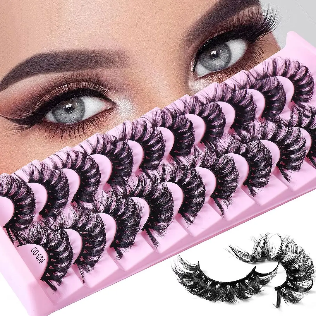 10 Pairs Fluffy Mink Russian Strip Lashes 3D Volume False Eyelashes Fake Eyelash Extension Make up for Eye Beauty