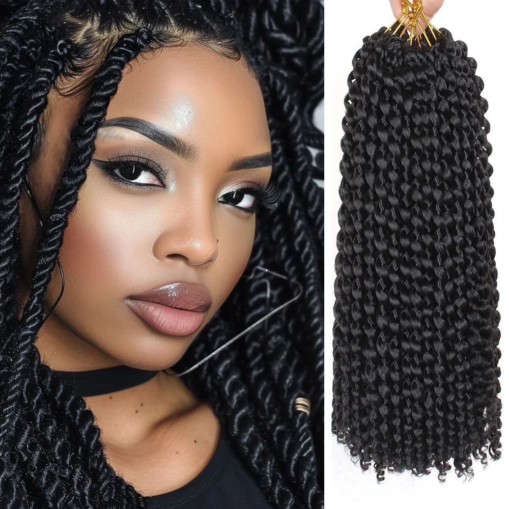 

Ombre Synthetic Fluffy Spring Twist Extension Crochet Braiding Distressed Butterfly Locs Jamaica Bounce Bomb Twist Hair black