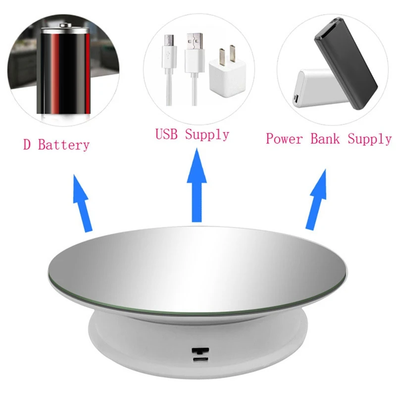 Espositore elettrico a specchio rotante 2 velocità peso massimo 3Kg 360 gradi Whirling Platform Photography