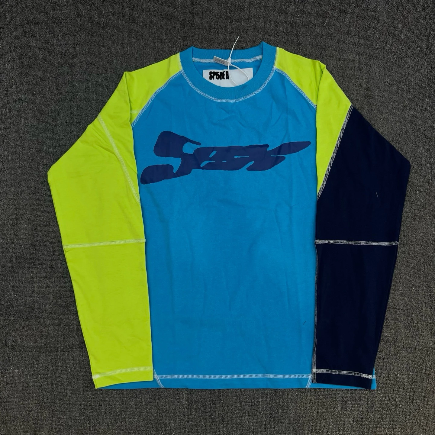 

Футболка American High Street из чистого хлопка с длинными рукавами, цветной блочной расцветкой, креативным забавным принтом, молодежная мода, весна-осень