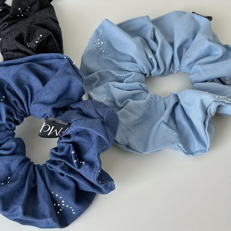 Vintage Denim Scrunchies Large Size Elastic Hair Band Rubber Bands Women Hair Accessories Headwear