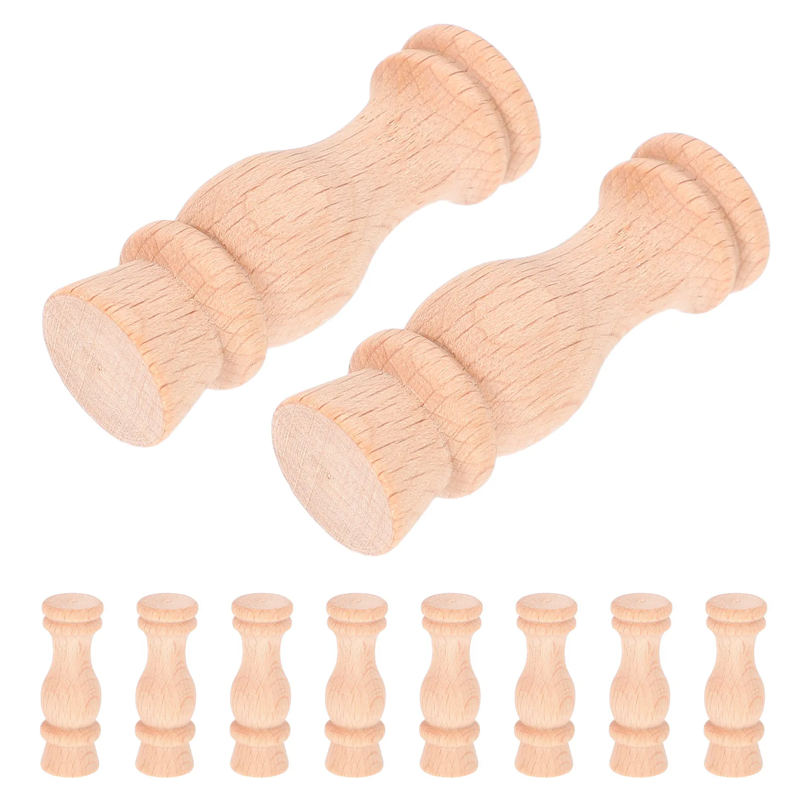 10Pcs Versatile Unpainted Wood Spindles Fluted Craft Balusters Gourd Motif Decorative Furniture Columns for Home DIY Projects
