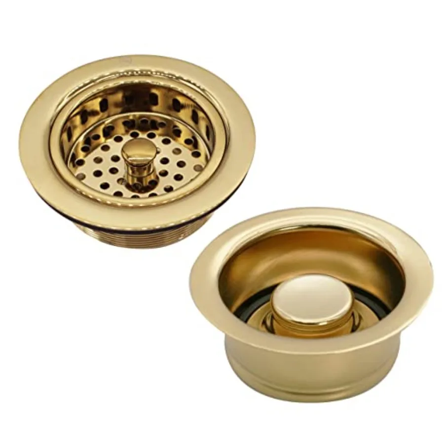 

A2165-01 4-1/4" OD Post Style Large Kitchen Basket Strainer with Waste Disposal Flange and Stopper Drain Set
