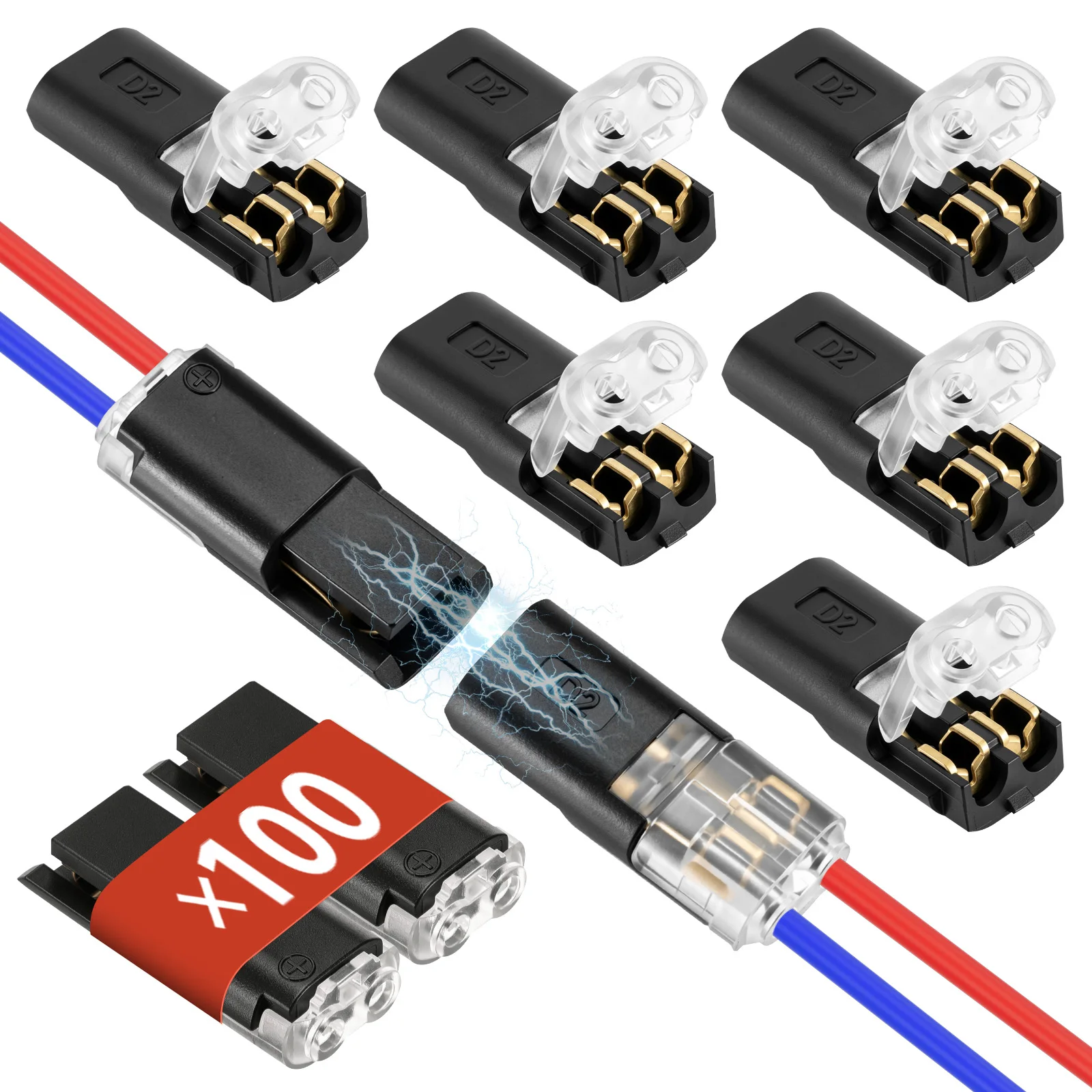 100pcs 2 Pin Way Plug Waterproof Electrical Connector Car Wire Cable Automotive Electrical Connector Strip Terminal Connection