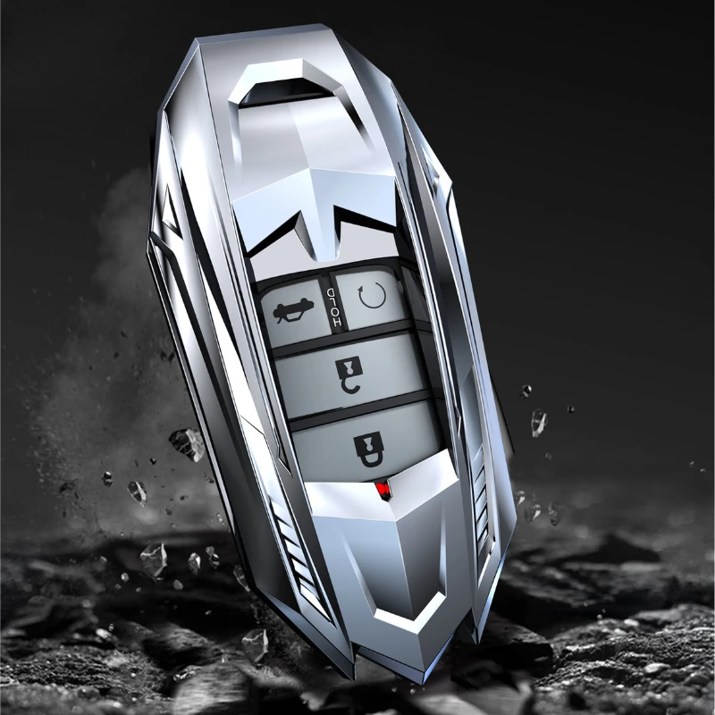 For Honda Civic Accord Odyssey Zinc Alloy Silver Car Key Protection Shell Cartoon Smart Remote Key Cover Car Accessories