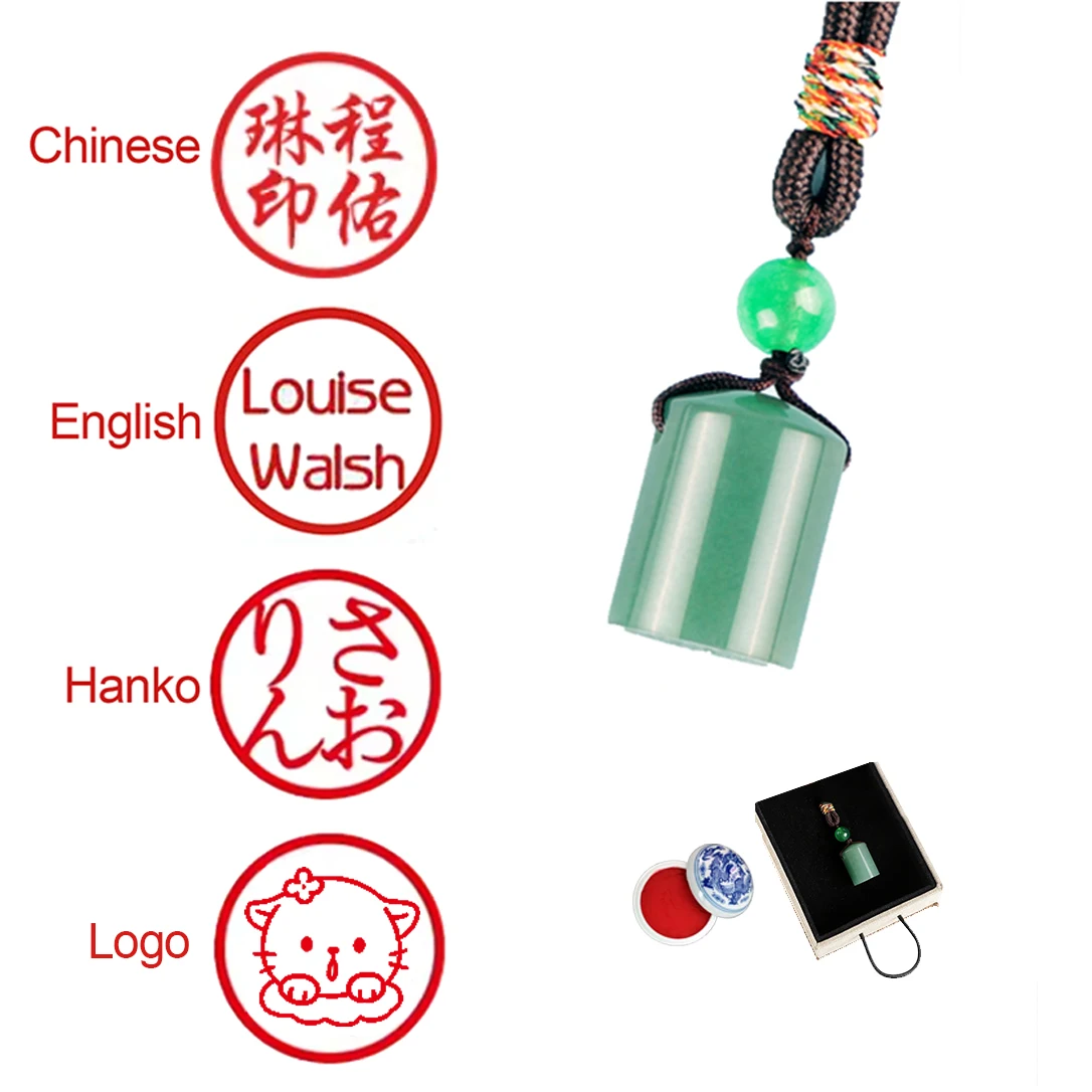 

Customize Name Stamp With Inkpad Round Natural Stone Seal for Calligraphy Chop English Kanji Hanko Name Stamp Teacher Gifts