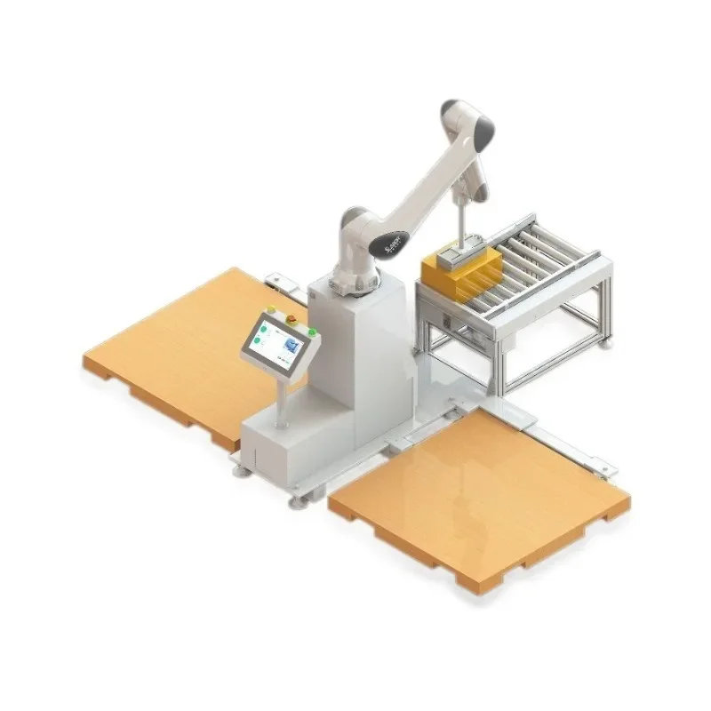 Automatic robot palletizer, packaging production line, automatic feed grabbing