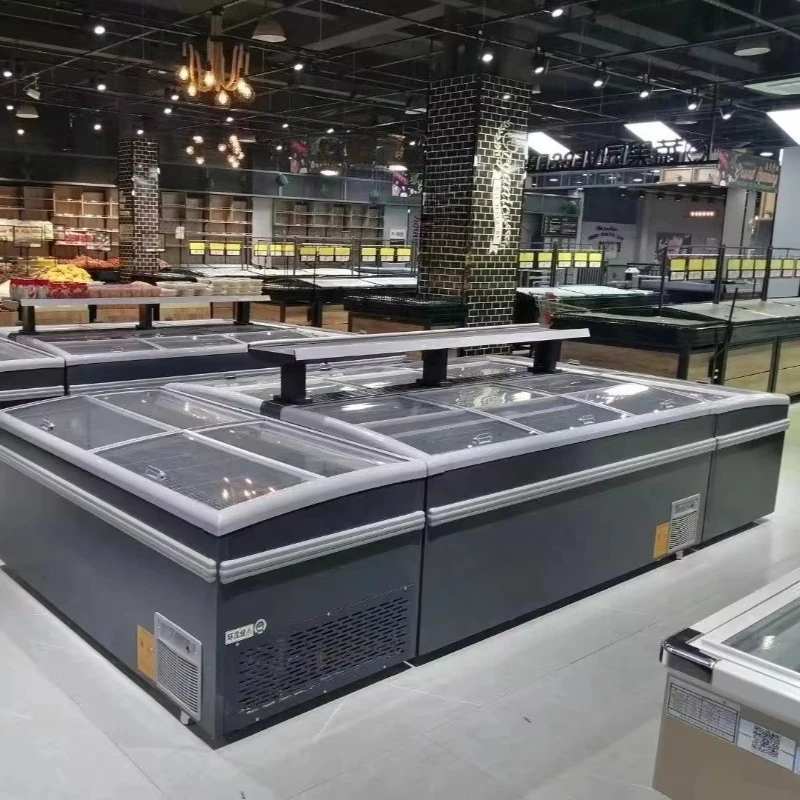 Commercial Freezer Glass Top Ice Cream Freezer Deep Horizontal Freezers Display Refrigerator for Supermarket