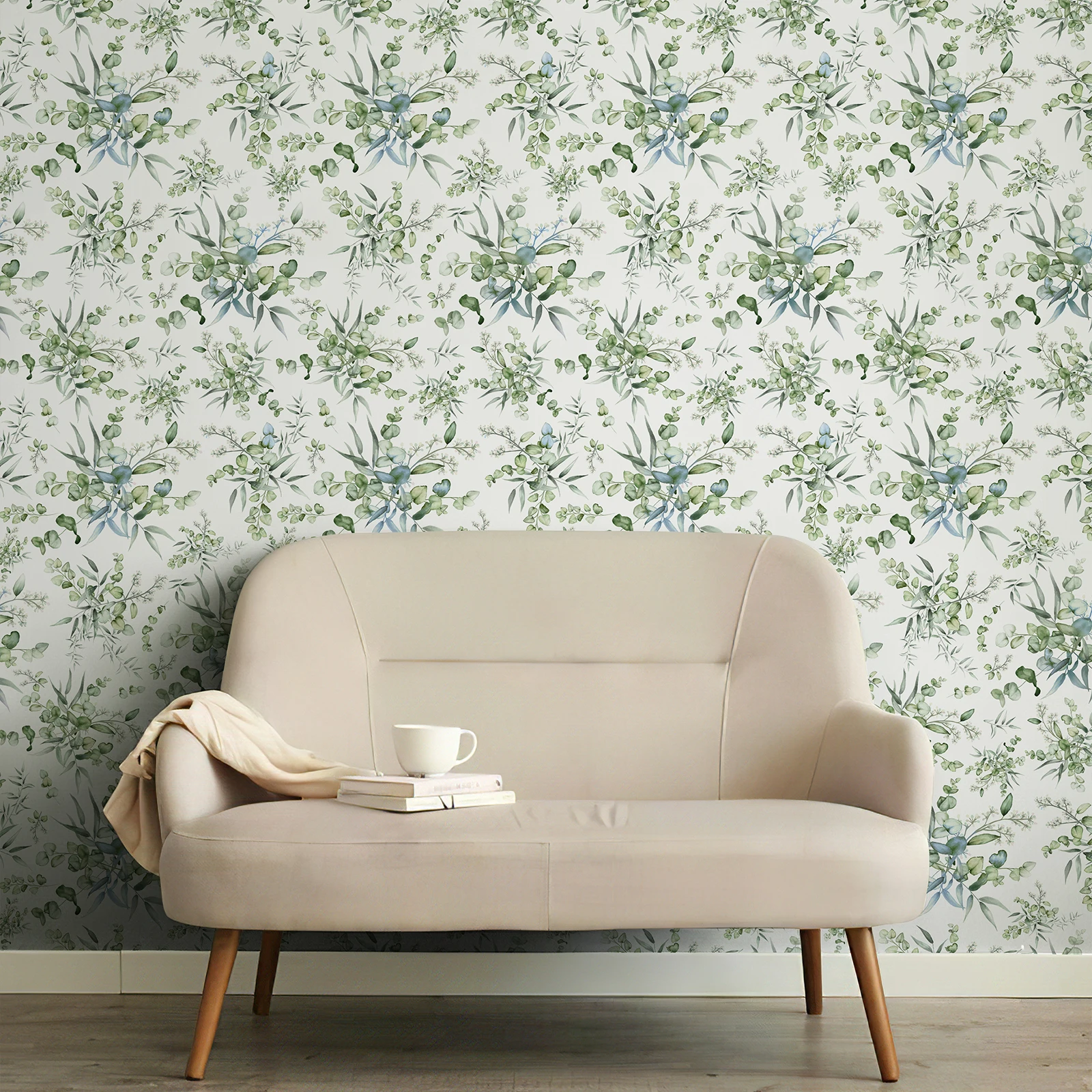 Fresh Green Leaves PVC Wallpaper Peel And Stick Watercolor Vinyl Wall Decor Pineal Self Adhesive Furniture Cabinet Sticker