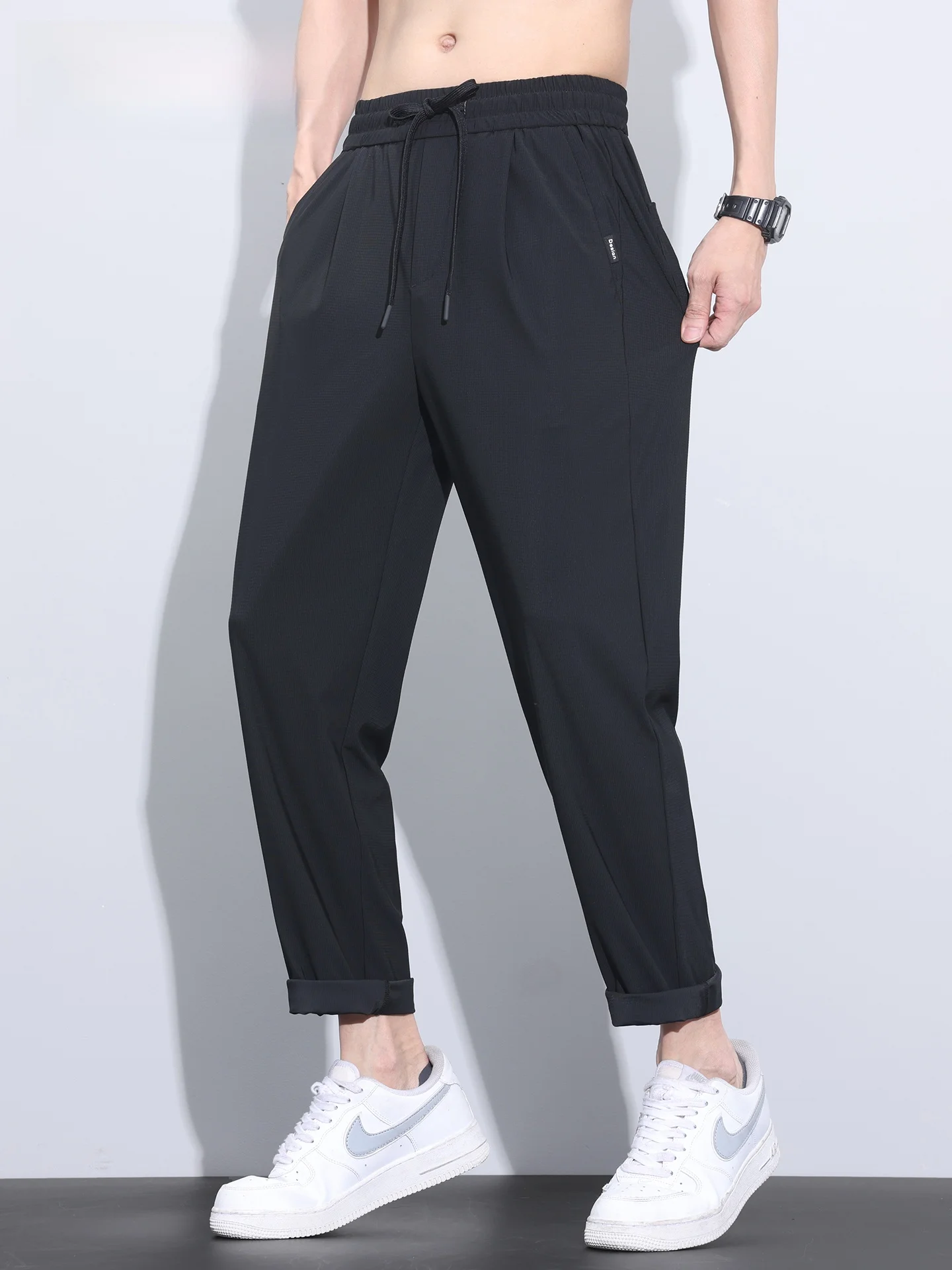 

Мужские высокоэластичные брюки Mark Fairwe с охлаждающим эффектом, укороченные, повседневные, летние, модные, легкие, быстросохнущие, спортивные, длинные штаны