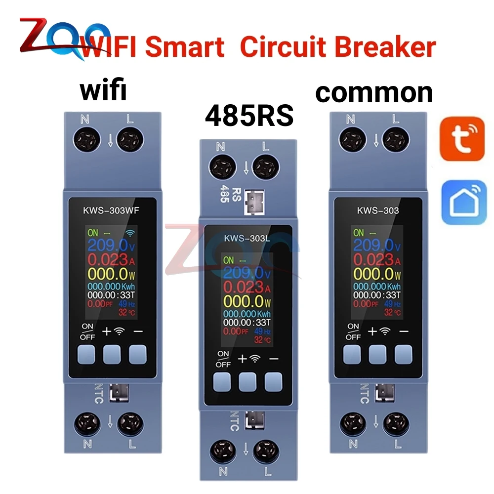 

8In1 AC85-290V Voltage Current Power Meter Tuya WIFI Smart Switch Circuit Breaker 40A Power Metering Timer Relay Smart Life APP