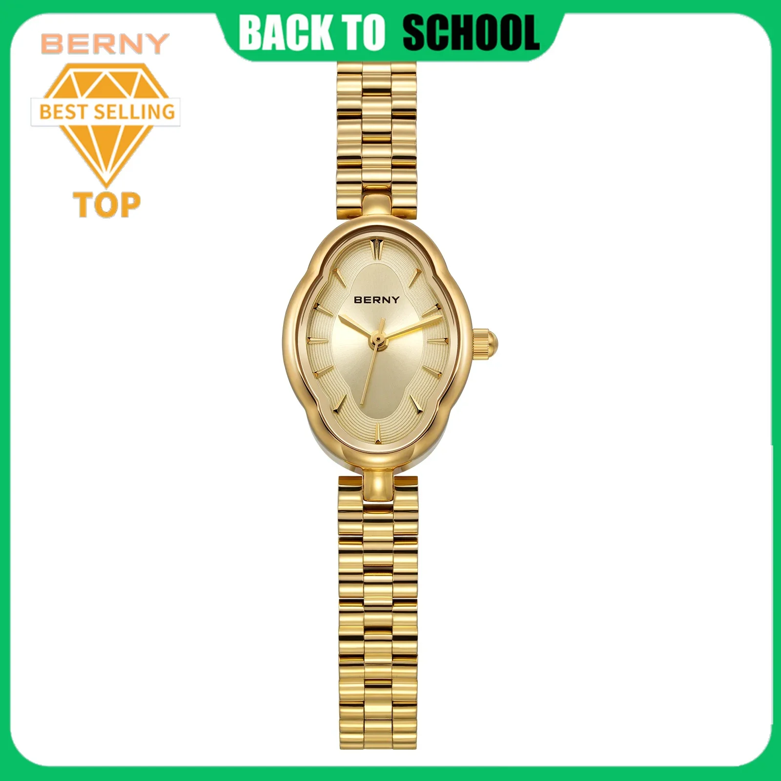 BERNY Gold Watch for Women Ladies Wristwatch Gold Quartz Jewelry Bracelet Set Minimalist Watch Multicolor Small Ladies Watches