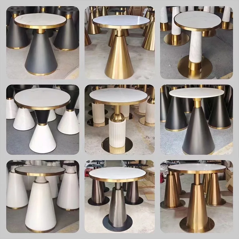 Round rock slab coffee reception negotiation table legs milk tea shop rock slab small round table dining table feet