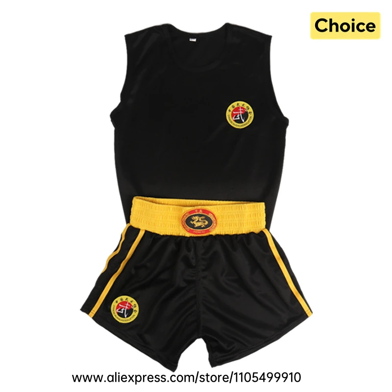 Boxoutfit, zweiteilig, Muay Thai, MMA, Kickboxen, Gym, Training und Sparring, Hemd, passende Shorts, für Erwachsene und Kinder, Sanda Wushu-Uniform