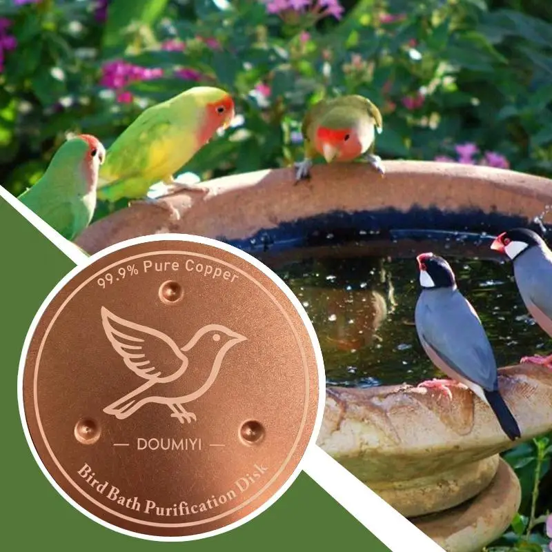 Bird Bath Copper Disk Copper Cleaning Disk Feeder Accessory Triple-Point Support Purifier Plate Patio Fountain Garden Bowl