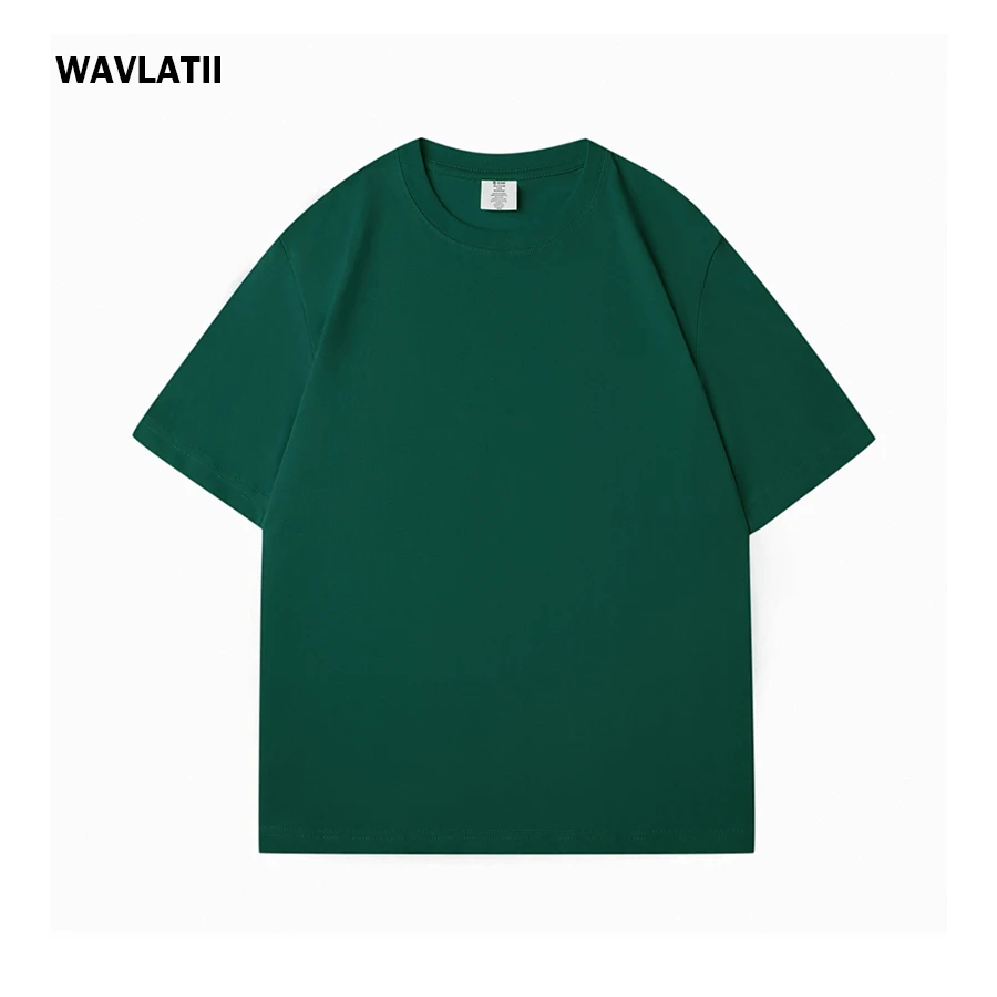 WAVLATII Women New Casual Solid T shirts Female White Black Short Sleeve Summer Tees Lady 100% Cotton O-neck Unisex Tops WT2501 image 4