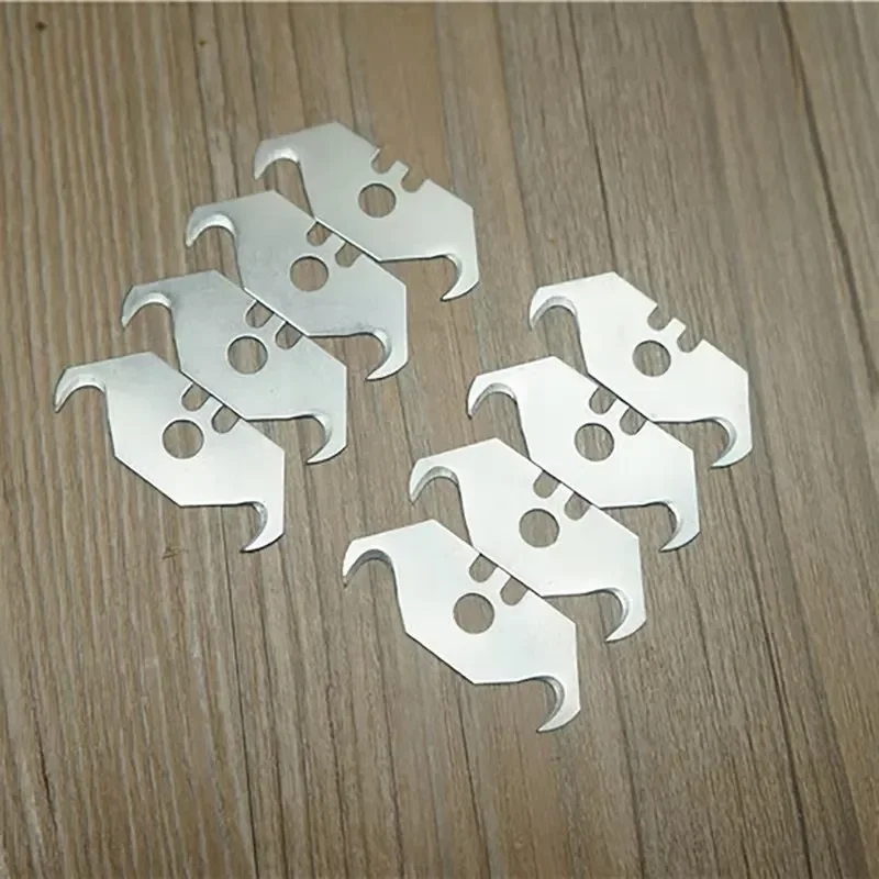 10pcs Utility Hook Blades Steel Razor Blades Safety Horn Knife Blades for Cutting Carpets,Wallpaper,Roofing Materials