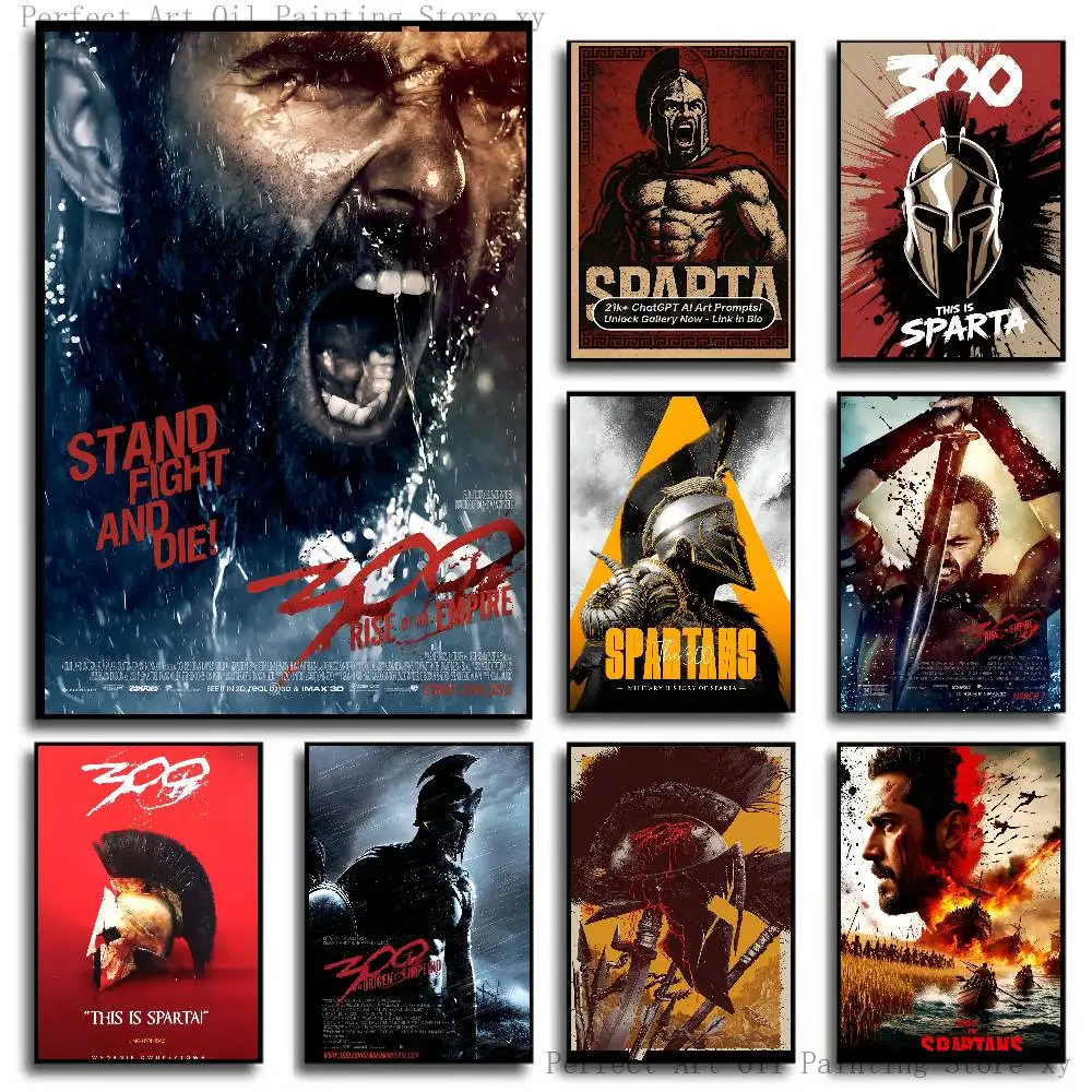 Sparta 300 Warrior Movie Poster Self-adhesive Art Room Entrance Restaurant Wall Decor Art Painting
