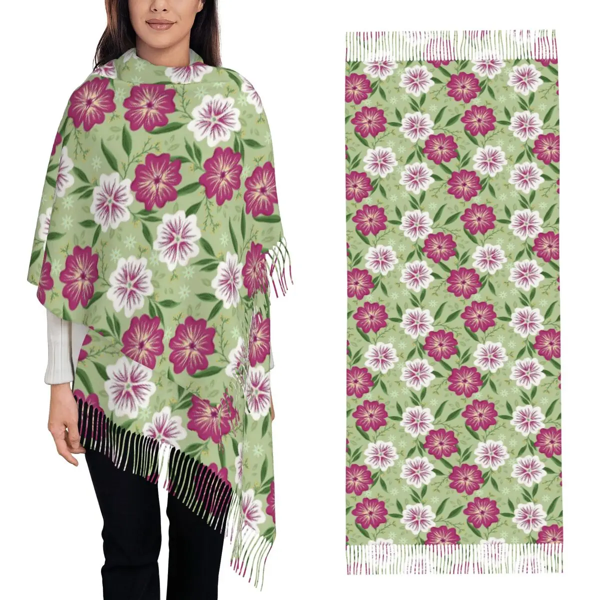 

Мексиканские испанские цветы, традиционный текстильный шарф с цветами, шарфы с кисточками, женские мягкие шали и накидки, длинная осенне-зимняя шаль