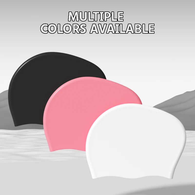 Silicone Swimming Cap Long Hair High Elastic Durable Swim Cap Adults for Women and Men