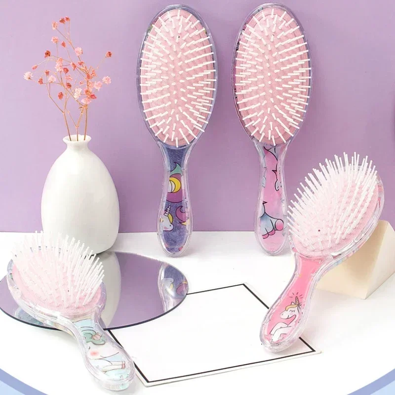 Air Cushion Hairdressing Brush Portable Scalp Massage Hair Comb Women Girls Hair Stying Hair Care Comb Cute Cartoon Rainbow Comb