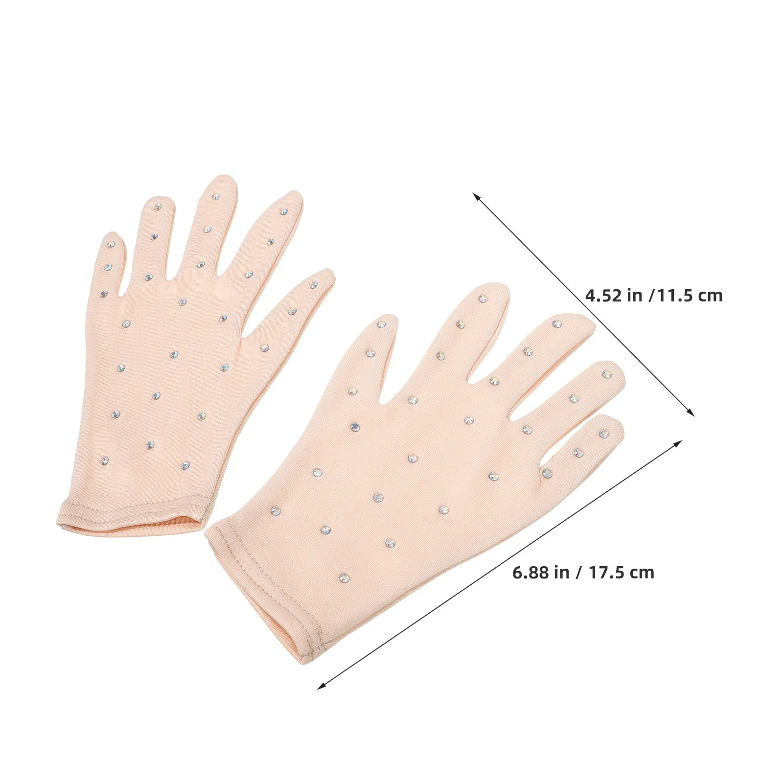 2Pairs Hand Cover For Figure Skating Competition Stage Costume Performance Gloves Skin Tone Glitter Youth Women