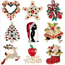 Luxo Requintado Broches De Natal, Pin Boneco De Neve, Papai Noel Bota, Moda Guirlanda, Jóias Decoração Presente