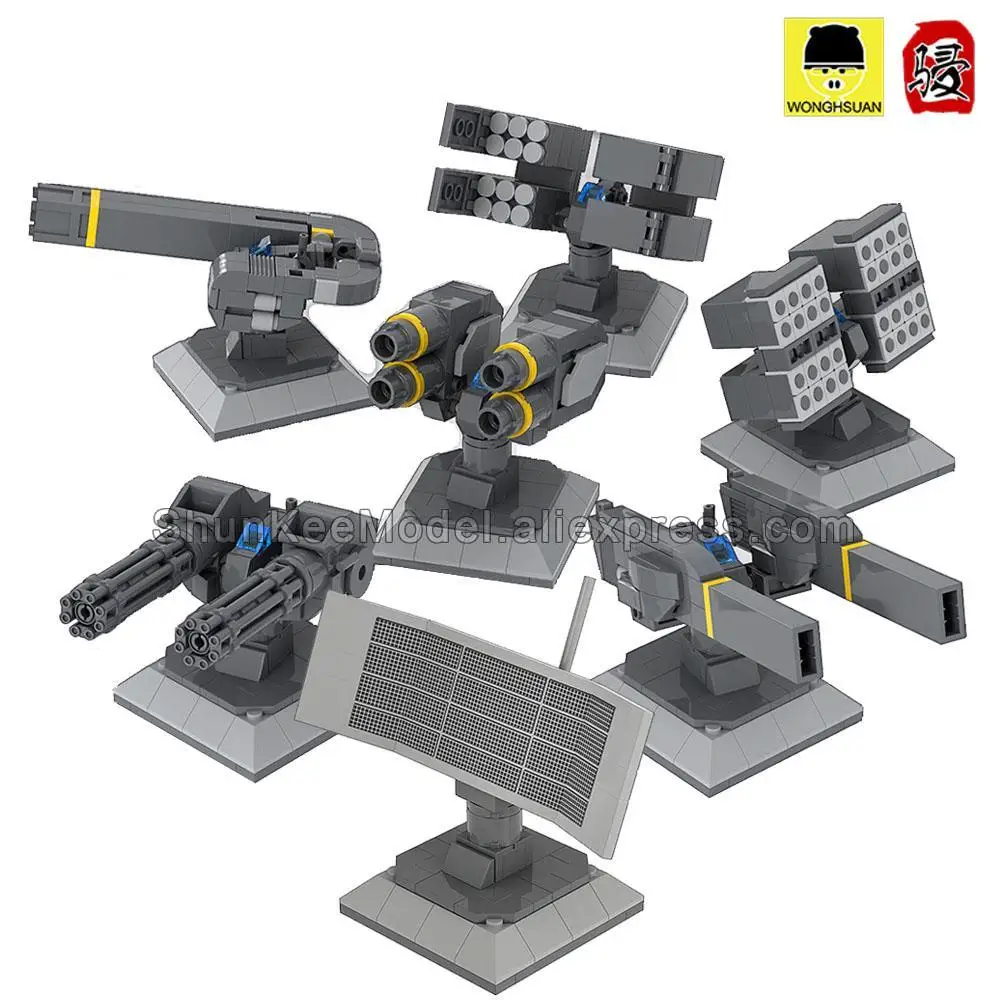 MOC Military Army Gatlin Missile Railgun Rocket Cannon Fort Turret Radar Set Compatible Building Blocks Mage Bloks MiniFigures