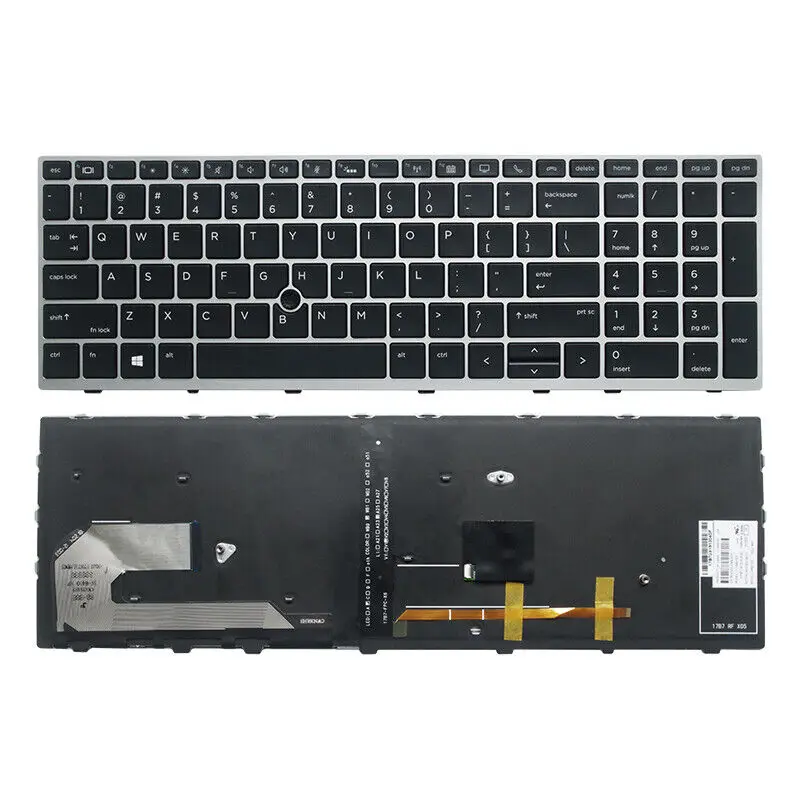 

US Backlit Keyboard for HP Elitebook 850 G5 855 G5 750 G5 755 G5 zbook 15u G5 Silver frame