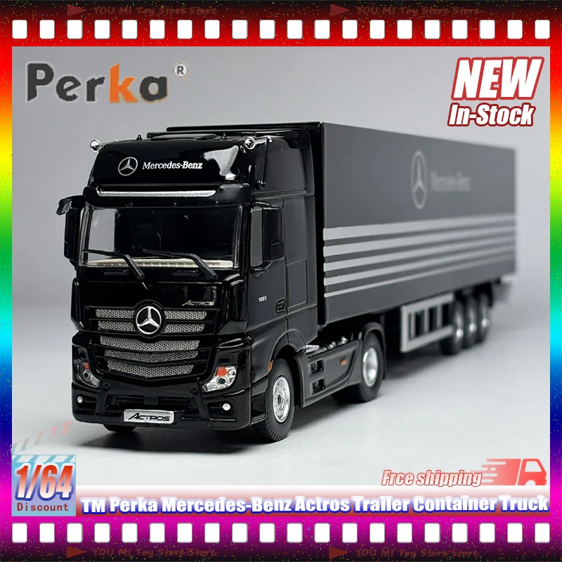 

In Stock Timemicro Perka Tm 1:64 Mercedes-Benz Actros Trailer Container Truck Simulation Alloy Die-Casting Model Custom Toy Gift