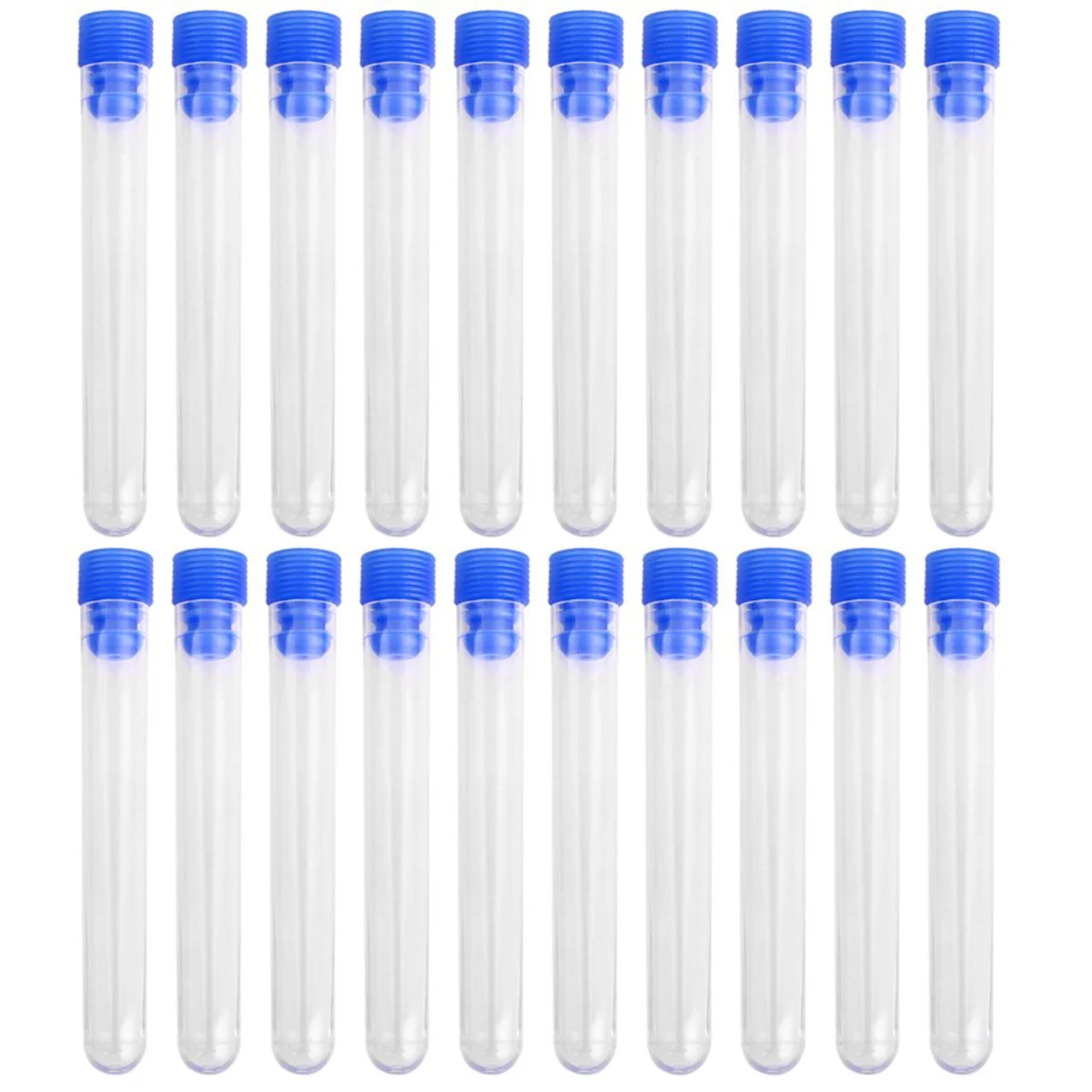 20pcs 100*15mm Non-Graduated Plastic Test Tubes with Screw (Blue)