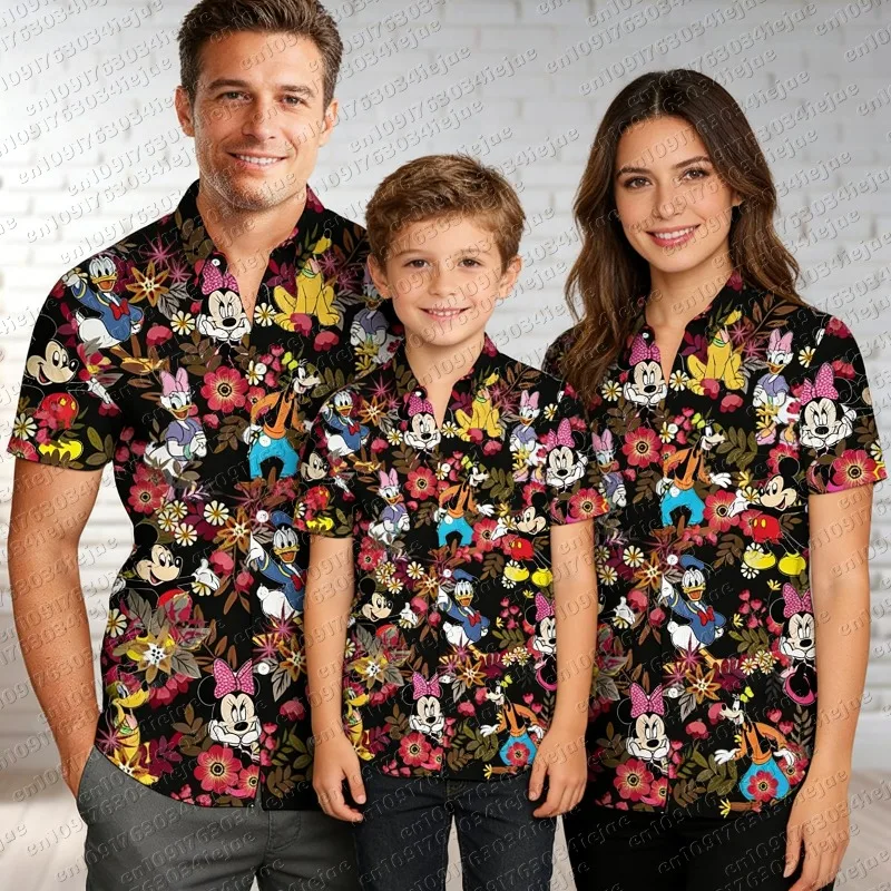2026 Mickey Mouse Button Shirt, Mickey and Friends Hawaiian Shirt, Tropical Summer Button Shirt, Comfortable and Breathable