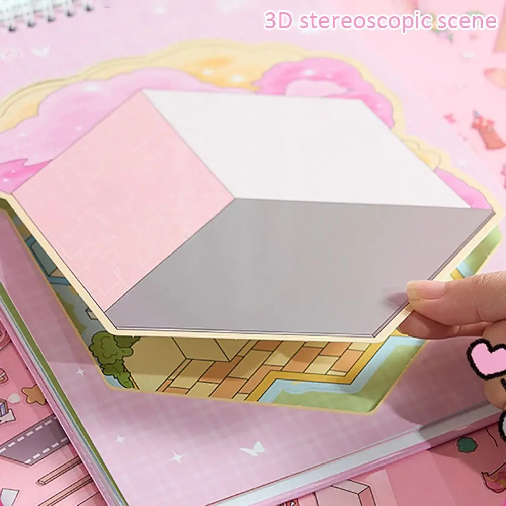 PET Happy Town Miniature Scene Sticker Decompression Visual Stacking Miniature Scenery Collection Volume Coil Binding