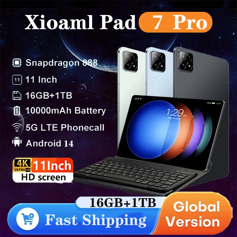 

Global Version Xioami Pad 7 Pro Tablet Android 14 11 inch HD 4K 16GB+1TB 20000mAh 5G Dual SIM Bluetooth WiFi GPS Tablet 2025