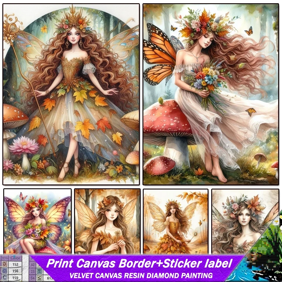 

Новая алмазная живопись из смолы с наборами наклеек, вышивка крестиком, гриб, фея, девушка, сделай сам, Алмазная мозаика, вышивка, фотографии, домашний декор