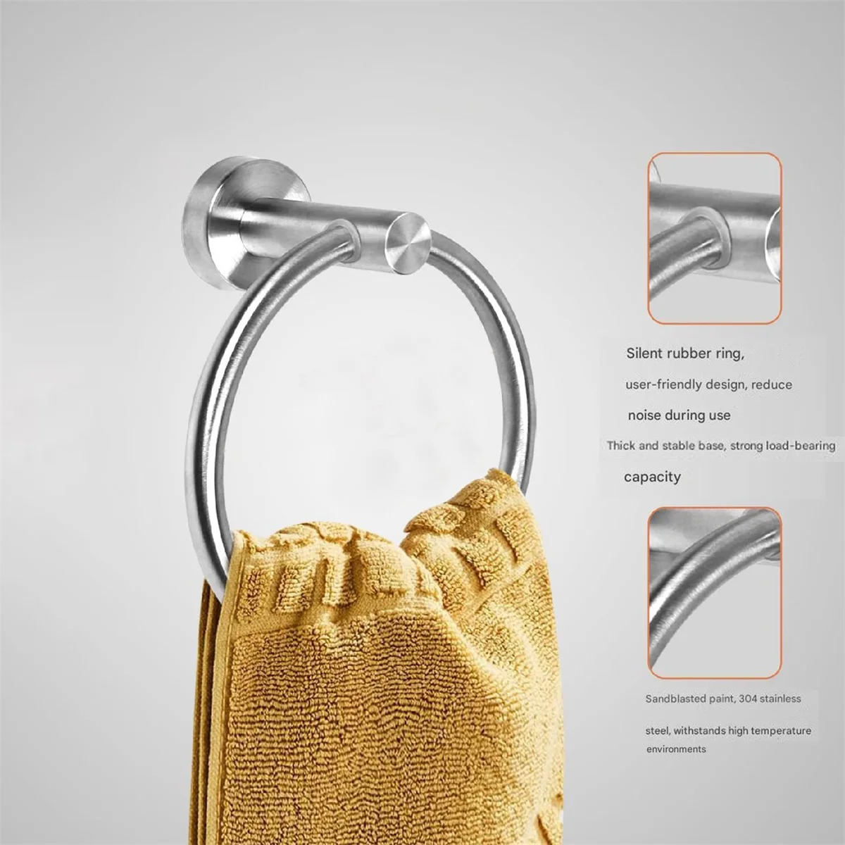 1 قطعة منشفة الحمام حلقة هوك إكسسوارات الأجزاء الداخلية للكمبيوتر حامل التخزين الفولاذ المقاوم للصدأ حامل منشفة اليد الحديثة شماعات المناشف المستديرة #2
