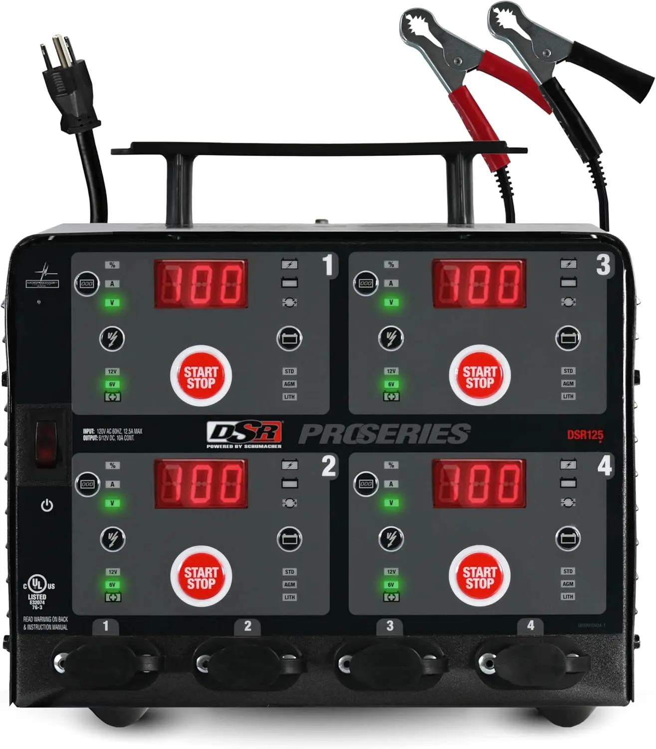 

Heavy-Duty 4-Bank Automatic 10A Car Battery Charger and Maintainer for 6V/12V Automotive and Marine Batteries