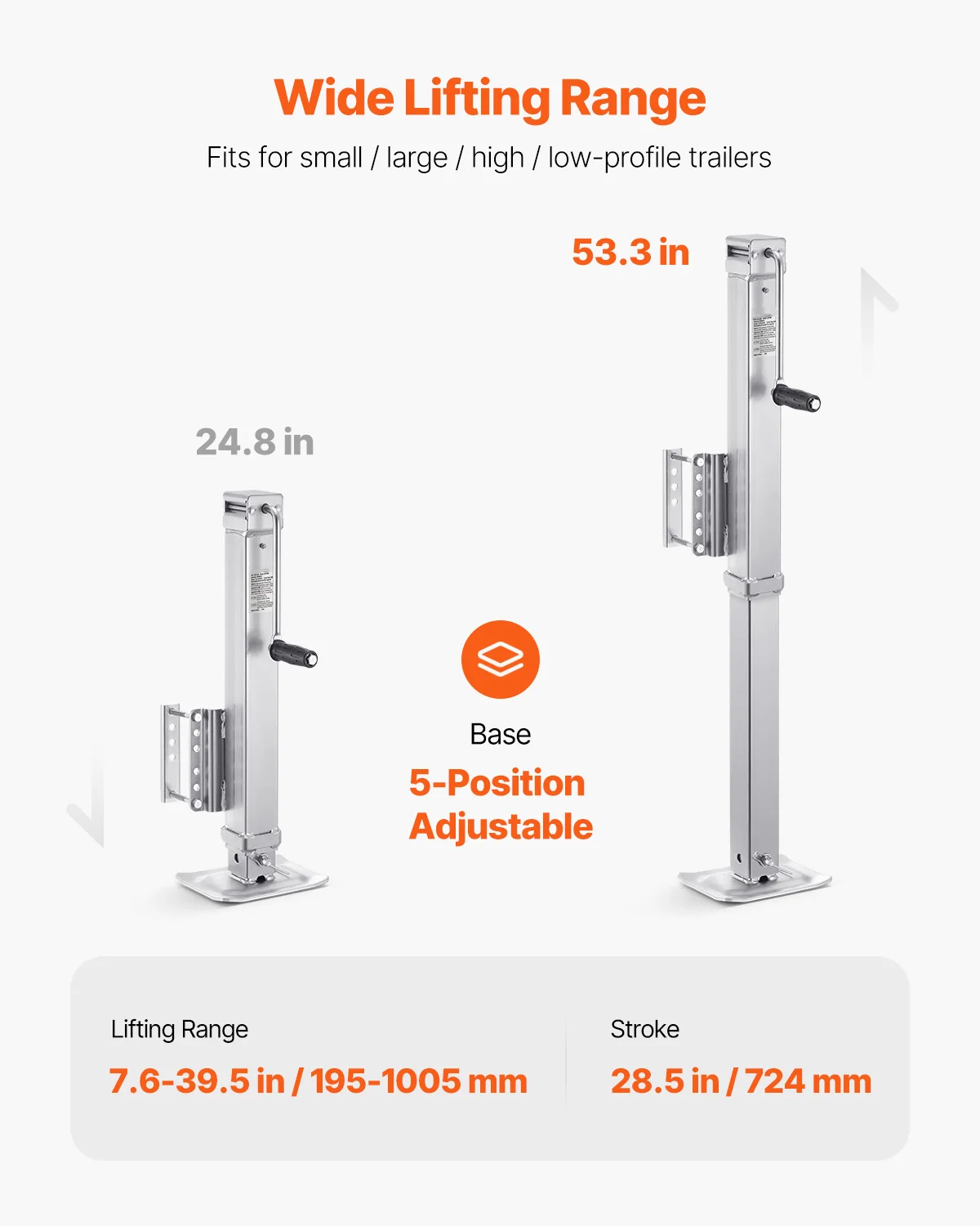 Podnośnik boczny do przyczepy SucceBuy 8000lbs, obrotowy, mocowany na śruby, nogi podporowe 28,5 cala z uchwytem, stabilizator, akcesoria do łodzi i kamperów