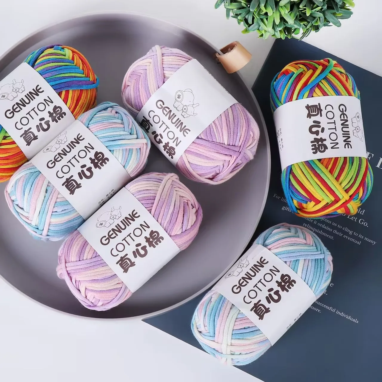 Genuine Cotton Flat Ribbon Yarn Soft Thick Cotton Yarn Balls Hand Knitting Crochet Yarn for DIY Bag Cushion Basket Home Craft